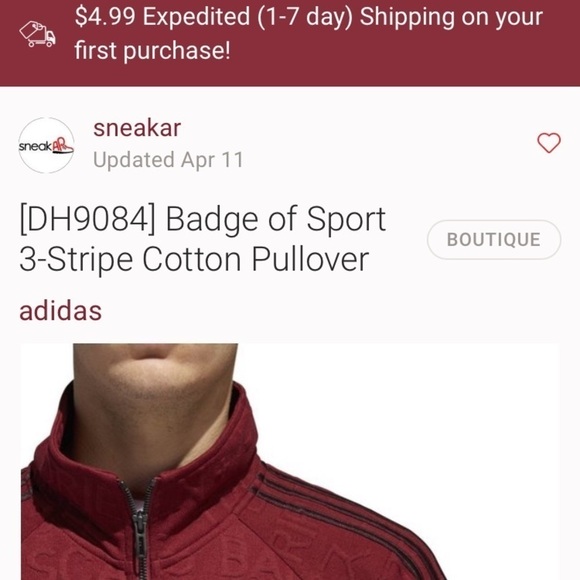 Adidas badge of sport 3 stripe full zip jacket size XL - Picture 3 of 13